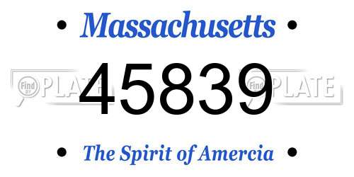 45839 Massachusetts License Plate