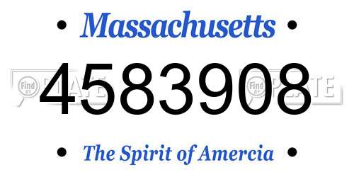 4583908 Massachusetts License Plate