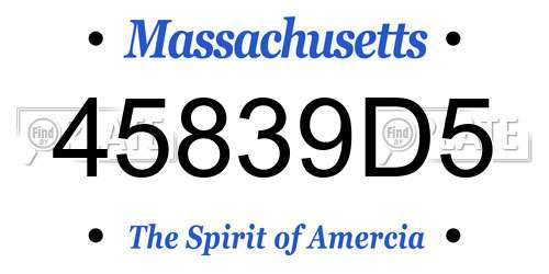 45839D5 Massachusetts License Plate