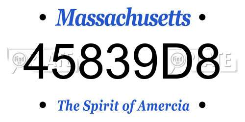 45839D8 Massachusetts License Plate