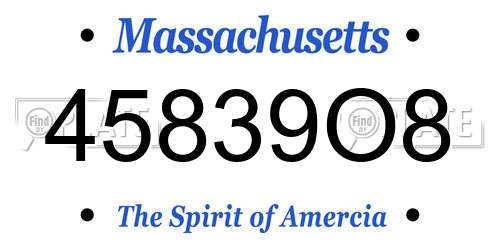 45839O8 Massachusetts License Plate
