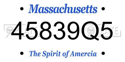 45839Q5 Massachusetts License Plate