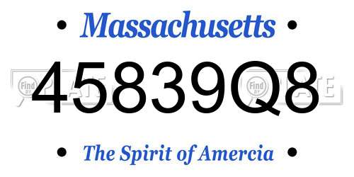 45839Q8 Massachusetts License Plate