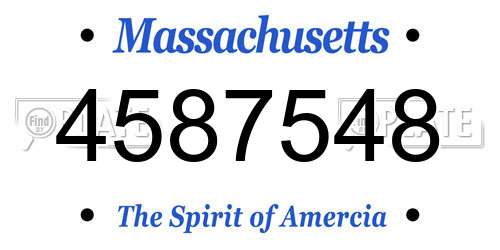 4587548 Massachusetts License Plate