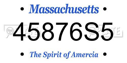 45876S5 Massachusetts License Plate