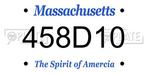 458D10 Massachusetts License Plate