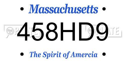 458HD9 Massachusetts License Plate
