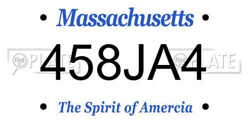 458JA4 Massachusetts License Plate