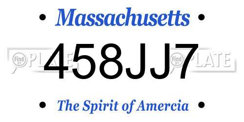 458JJ7 Massachusetts License Plate