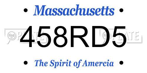458RD5 Massachusetts License Plate