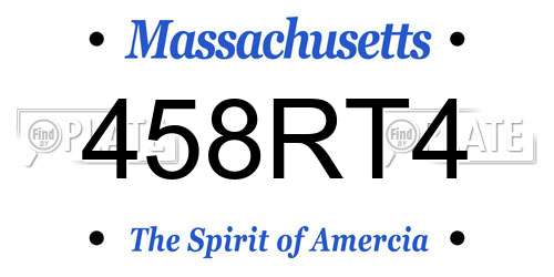 458RT4 Massachusetts License Plate