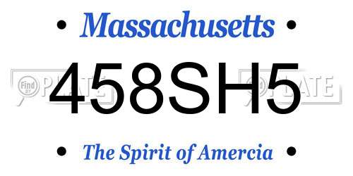 458SH5 Massachusetts License Plate
