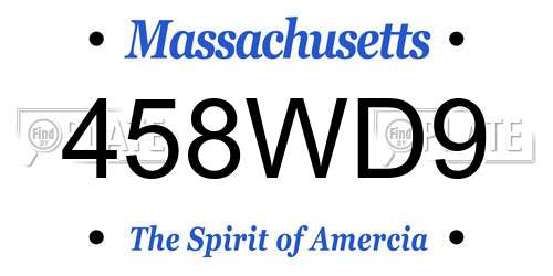 458WD9 Massachusetts License Plate