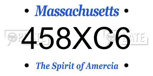 458XC6 Massachusetts License Plate