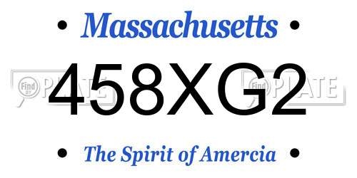 458XG2 Massachusetts License Plate