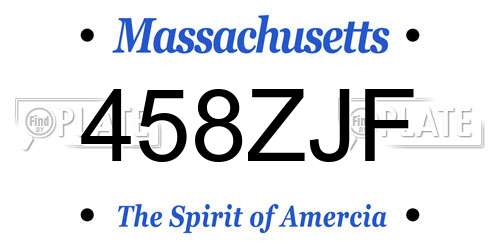 458ZJF Massachusetts License Plate