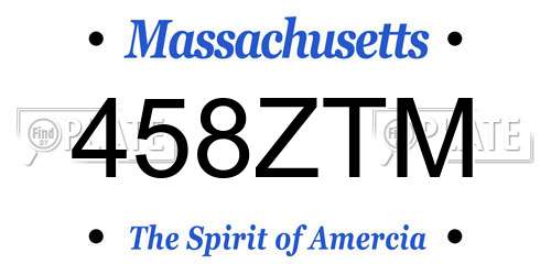 458ZTM Massachusetts License Plate