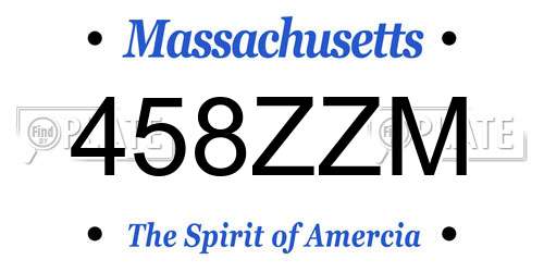 458ZZM Massachusetts License Plate