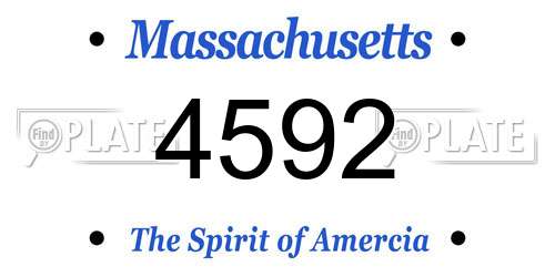 4592 Massachusetts License Plate