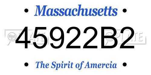 45922B2 Massachusetts License Plate