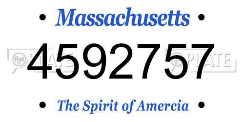 4592757 Massachusetts License Plate