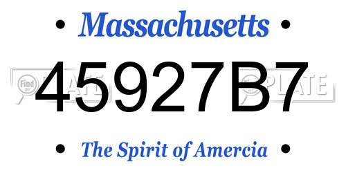 45927B7 Massachusetts License Plate