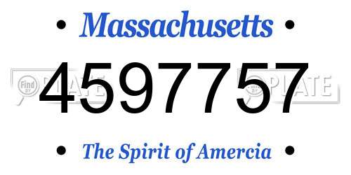 4597757 Massachusetts License Plate