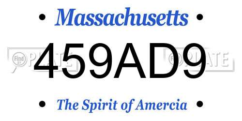 459AD9 Massachusetts License Plate