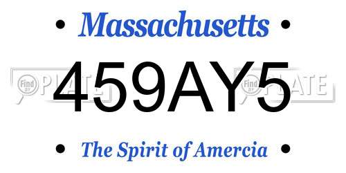 459AY5 Massachusetts License Plate