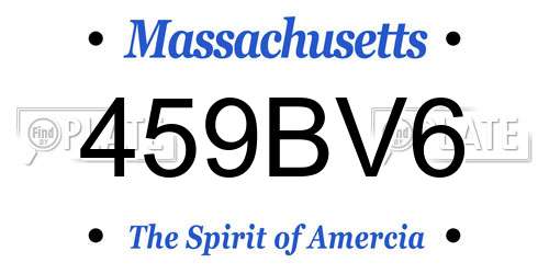 459BV6 Massachusetts License Plate