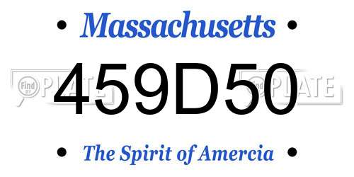 459D50 Massachusetts License Plate