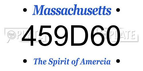 459D60 Massachusetts License Plate