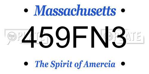 459FN3 Massachusetts License Plate