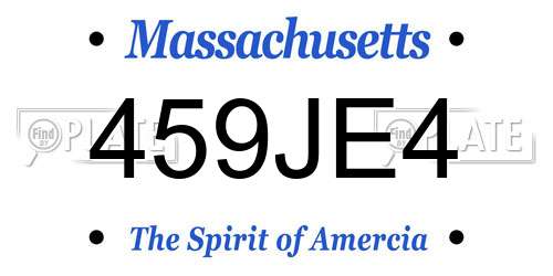 459JE4 Massachusetts License Plate