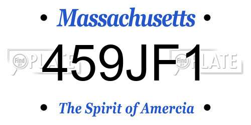 459JF1 Massachusetts License Plate