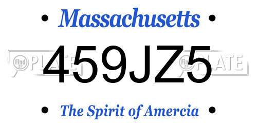 459JZ5 Massachusetts License Plate