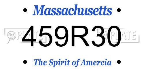 459R30 Massachusetts License Plate