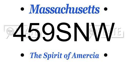 459SNW Massachusetts License Plate