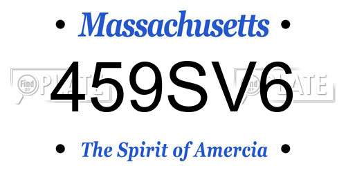 459SV6 Massachusetts License Plate