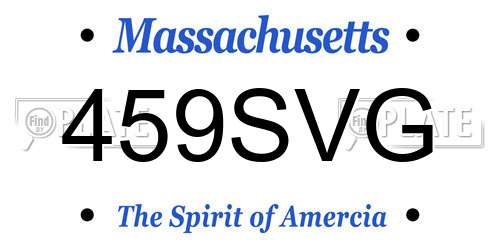 459SVG Massachusetts License Plate