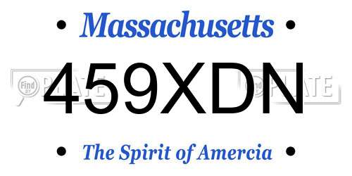 459XDN Massachusetts License Plate