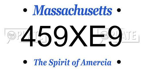 459XE9 Massachusetts License Plate