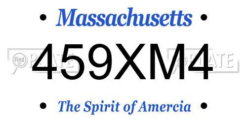 459XM4 Massachusetts License Plate