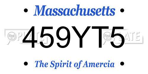 459YT5 Massachusetts License Plate