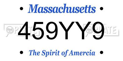 459YY9 Massachusetts License Plate