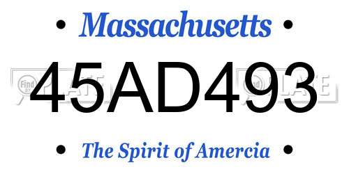 45AD493 Massachusetts License Plate