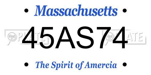 45AS74 Massachusetts License Plate