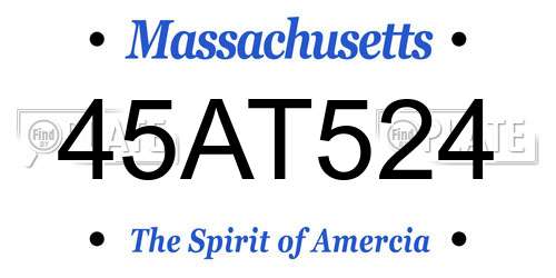 45AT524 Massachusetts License Plate