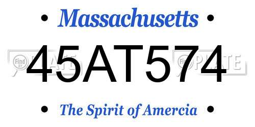 45AT574 Massachusetts License Plate