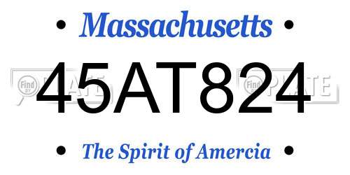 45AT824 Massachusetts License Plate